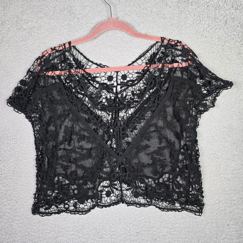 Absolutely Nordstrom Mesh Top S Black  Whimsigoth Goth Festival Feminine Lace